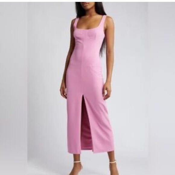 Wayf Purple Sleeveless Midi Dress Womens L Formal Bridesmaid High Slit Spring - Picture 1 of 11